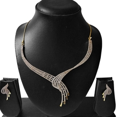 ARU AMERICAN DIAMONDS STUDDED NECKLACE SET . CONTEMPORARY DESIGN