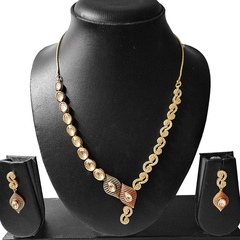 ARU Necklace Set - UNIQUE COMBINATION OF AMERICAN DIAMONDS AND STONE SETTING