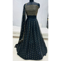 Fancy Thread With Sequence Work Lehenga (Semi Stich)