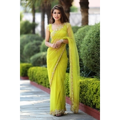 Heavy Nylone Butterfly Net  Fancy Multy Thread Lace With Sequines Work