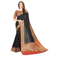 Kanchipuram Silk Blend Saree With blouse piece