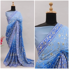 New Bollywood Designer Party Wear Padding With 7 MM Sequence Work Saree