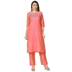 Sammah Women Silk Straight Kurthi with Embroidery-P